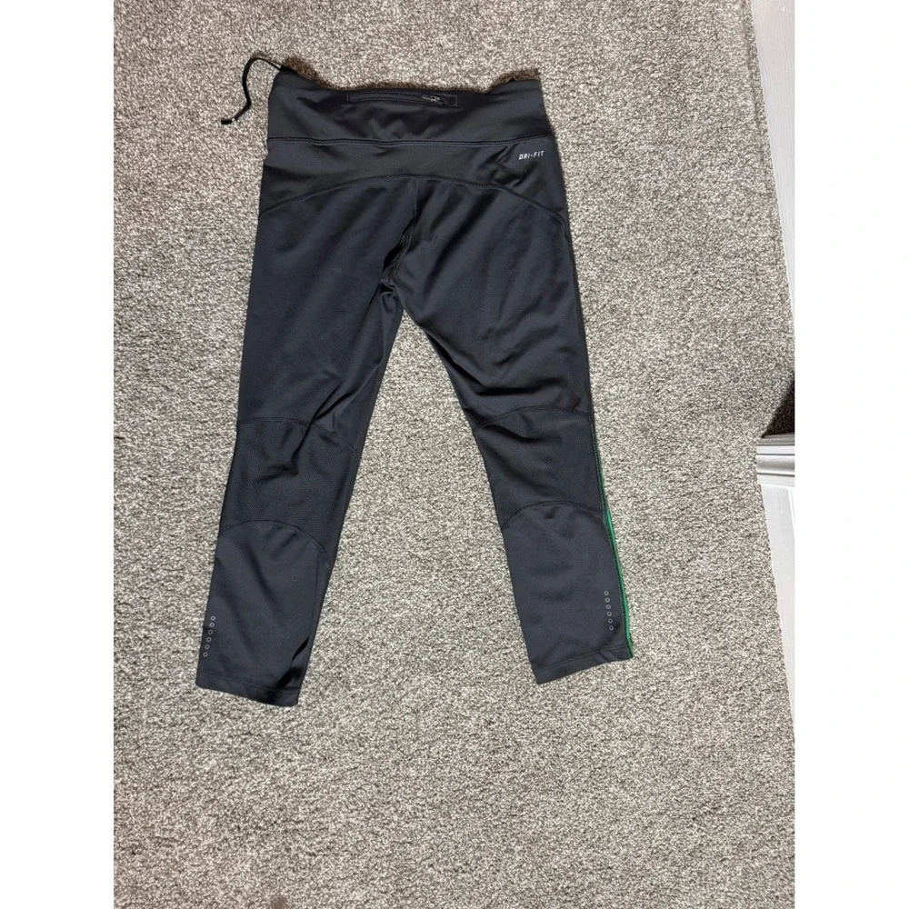 Nike Dri-FIT Womens Running Leggings Zipper Pocket Crop Tights Sz S *Flawed*